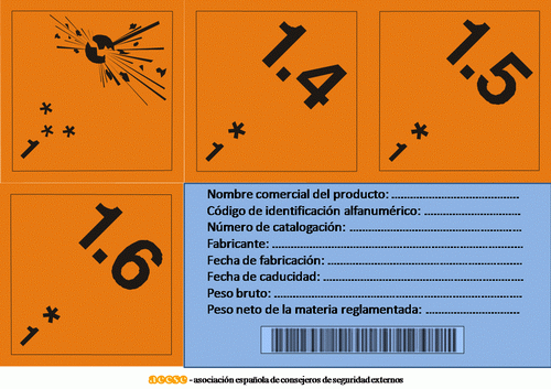 etiquetas de clase 1 explosivos